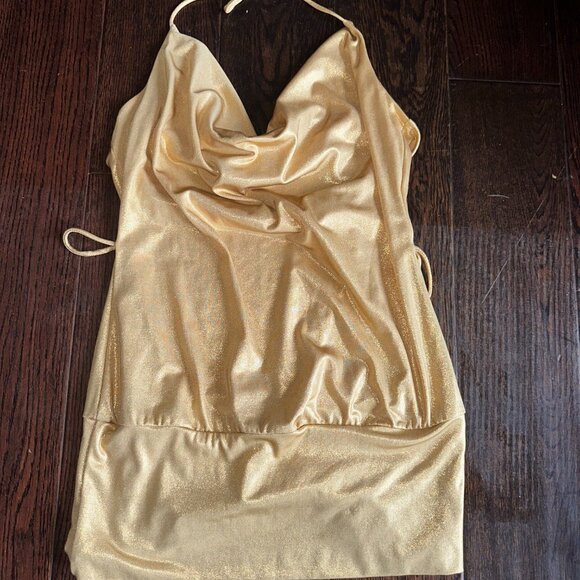 Slinky Gold Cowl dress - Picture 5 of 5